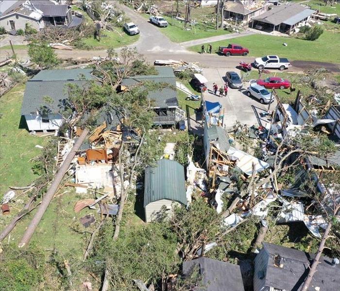 Destruction and destroyed homes in the aftermath of a storm.